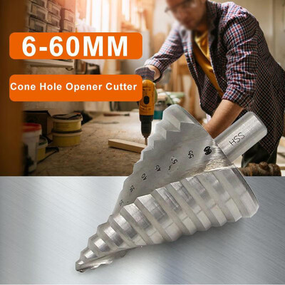 

6-60mm Multifunction HSS Triangle Step Cone Drill Bit Hole Saw Cutter Silver Pro