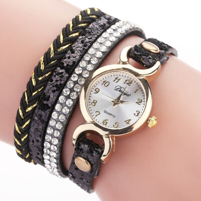 

Exquisite circle knitting bracelet watch Korean fashion casual small dial rhinestone female watch