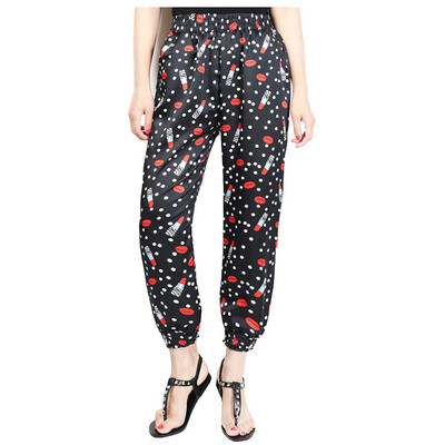 

Women Print Trousers with Loose Wide-leg Pants Harem Pants