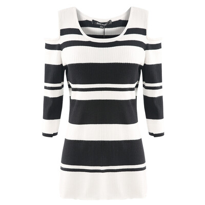 

KISSMILK Women\ Large Size Casual Striped Sweater Multicolor