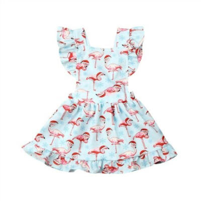 

UK Toddler Newborn Baby Girl Flamingo Dresses Overall Casual Party Dress Xmas