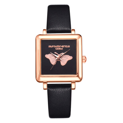 

LVPAI Watches Women Square Leather Strap Casual Quartz Watch Ladies Fashion Luxury Brand Butterfly Wristwatch Female Clock 533