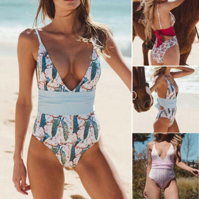 

Women Sexy V-neck One-Piece Backless Bikini Beach Swimsuit Bathing Swimwear