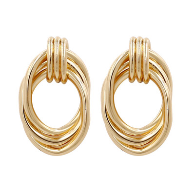 

Vintage Drop Dangle Earrings For Women Geometric ZA Metal Statement Earrings Gold Silver Color Twist Round Simple Punk Jewelry