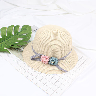

Kids Girl Summer Sun Straw Hat Flower Adjustable Dome Panama Beach Holiday Cap