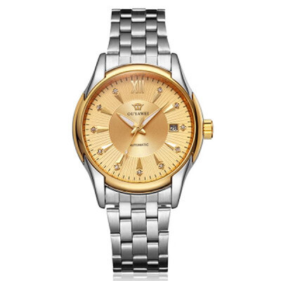 

Men Business Automatic Mechanical Watch Stainless Steel Wristwatch Rhinestone Waterproof Auto-Wind Watches