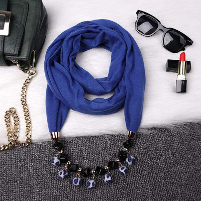 

Fashionable Elegant Pendant Scarf Necklace Bohemia Polyester Scarves Pendants Jewelry Foulard Female Accessories For Women Multico