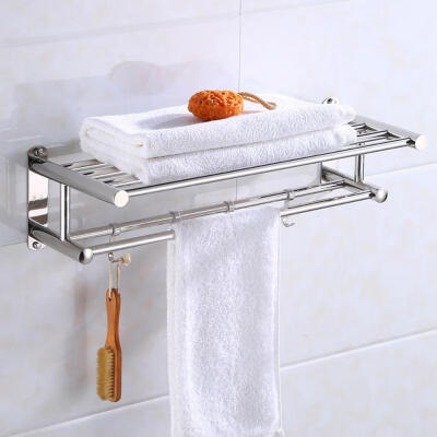 

Greensen Wall Mounted Towel Rack Holder Storage Shelf Bathroom Stainless Steel Towel Rack