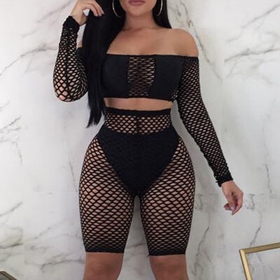 

Womens Bikini Set Push Up Padded Bra Beach Swimsuit Swimwear Fishnet Shorts