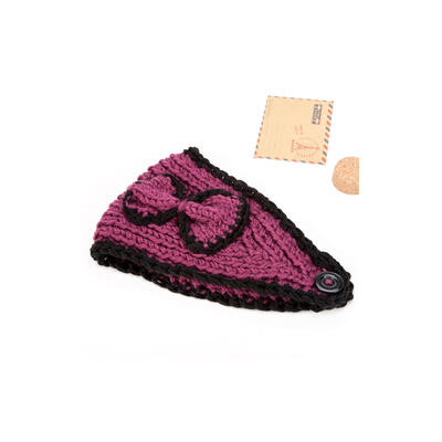 

Crochet Headbands Bow Hair Accessories with Plastic Button MediumVioletRed 470x130x8mm