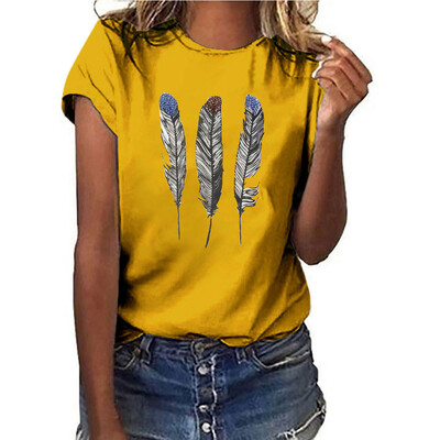 

Starmoon Fashion Womens Loose Short-Sleeved Leaf Print T-Shirt Casual O-Neck Top