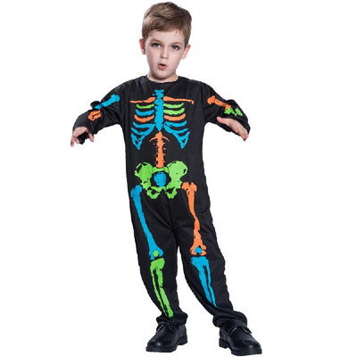 

Unisex Child Baby Halloween Colorful Skeleton Jumpsuit Costume Masquerade Cosplay Party Props--S Size for 3-4 Years Old Kids
