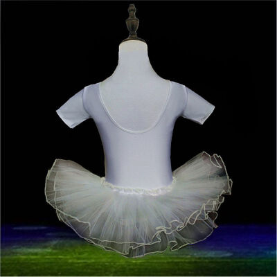 

Childrens Dance Ballet Dress Short-Sleeved One-Piece Practice Show Clothes Small Swan Dancewear