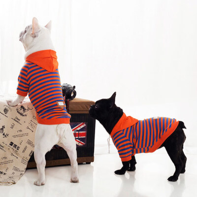 

Spring Summer Pet Dog Red Striped Hooded Sweater Shirt Costume Comfortable Cotton Hoodie Accessories for Puppy Meduim Dog