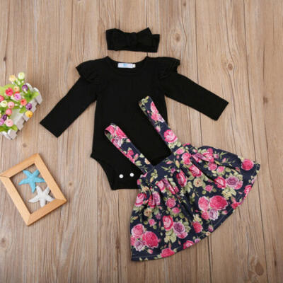 

3Pcs Flower Girl Overall Dress Kids Baby Party Pageant Lace Tulle Tutu Dresses