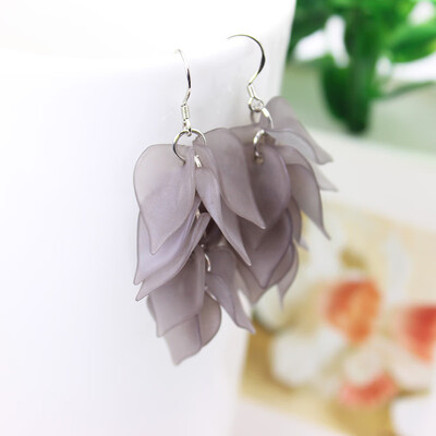

2019 summer style new fashion brand acrylic leaves long drop earrings candy color gift earrings