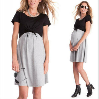

Maternity Patchwork Splice summer Nursing dresses breastfeeding Women Clothes
