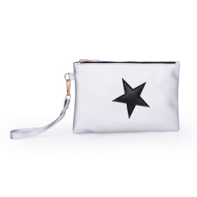 

Factory direct new non-profit Women Fashion Leather Star Pattern Zipper Clutch Bag Coin Bag Makeup Pouch