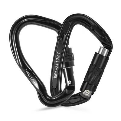 

23KN Twist Gate Carabiner 24KN Auto Locking Carabiner Screw Gate D Shape Buckle Pack Rappelling Hammock Locking Clip D-ring