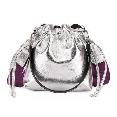 

Shoulder Drawstring Handbags Women PU Leather Glitter Bucket Messenger Bags