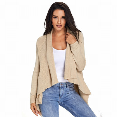 

Cardigan long sleeve shawl type long casual knit sweater coat womens