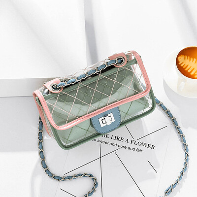 

Bag female new summer transparent letter pack ins super fire rhombic chain jelly packet