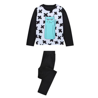 

Cute Cat Home Pajama Set Family Matching Clothes Long Sleeve T-shirt Pants