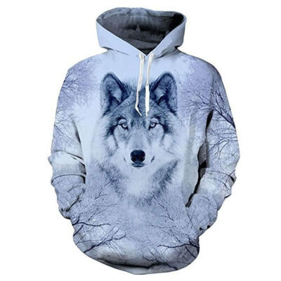 

Unisex Women Men Hoodie 3D Wolf Animal Sweatshirt Coat Jacket Pullover