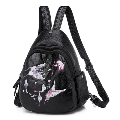 

Ancient Style Shoulder Bag New Ethnic Style Embroidery Bag Chinese Style Backpack Retro Style Soft Leather Breast Bag