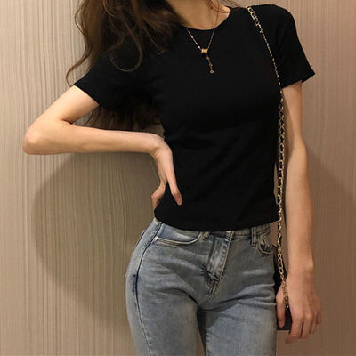 

Women Round Collar Summer Solid Color Loose Short Sleeve Casual Simple Wild T-Shirt