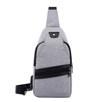 

Men Solid Color Canvas Messenger Bag Crossbody Zipper Versatile Chest Pack