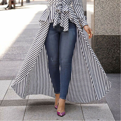 

Women Striped Long Sleeve Shirt Dress Blouse T-shirt Tunic Slim Casual Tops