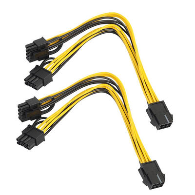 

2pcs 6pin Female to Dual 8pin 62pin Male Video Card Power Cable 20cm