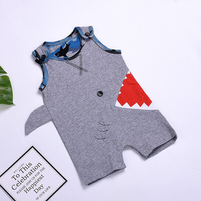 

Fashion clothing Infant Baby Boy Shark Print Sleeveless Rompers Kids Boys Bodysuit Jumpsuit Newborn Clothes
