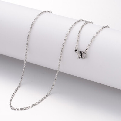 

304 Stainless Steel Necklace Making Cable Chains with Lobster Clasps Stainless Steel Color 1969"500mm 15mm