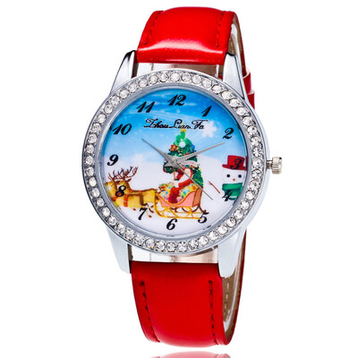 

Drop shipping Christmas Watches Unisex for Womens mens Leather Band Analog Quartz Vogue Watches Relogio Masculino Watch