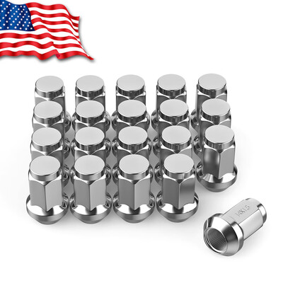 

20 Chrome Cone Seat Bulge Acorn 14x15 Lug Nuts Closed End for Chevy GMC Ford US