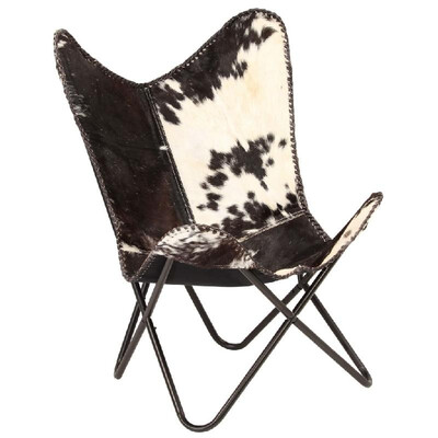 

Butterfly Chair Genuine Goat Leather Black&White
