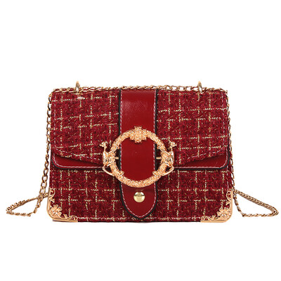 

Women Elegant Wool Crossbody Bag Luxury Chains Messenger Bag Designer Handbags Brand Ladies Crossbody Bag Bolsa Feminina YJ