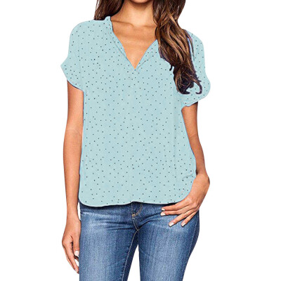 

Starmoon Womens Casual Dot V Neck Short Sleeve Leisure Blouse T-shirt