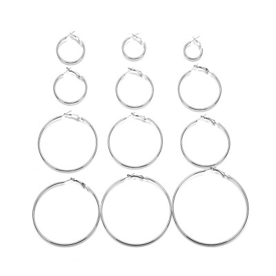 

12-PIECE Set of Exaggerated Metal Ring Earrings for Women\ Fashion