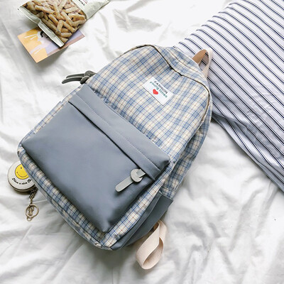 

Tailored Womens Fashion Backpack Patchwork Plaid Bag Canvas Casual Bag Shoulder Bag