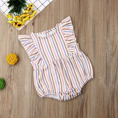 

US Infants Baby Girls Kids Striped Romper Bodysuit Jumpsuit Summer Clothes 0-24M