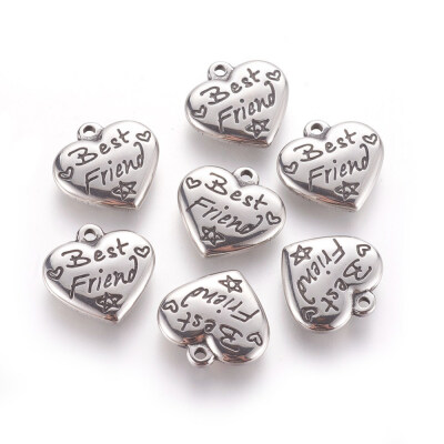 

Heart with Word Best Friend 316 Stainless Steel Pendants Antique Silver 16x165x4mm Hole 2mm