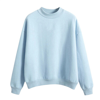 

Toponeto Women O-Neck Solid Color Turtleneck Long Sleeve Plus Velvet Sweatshirt