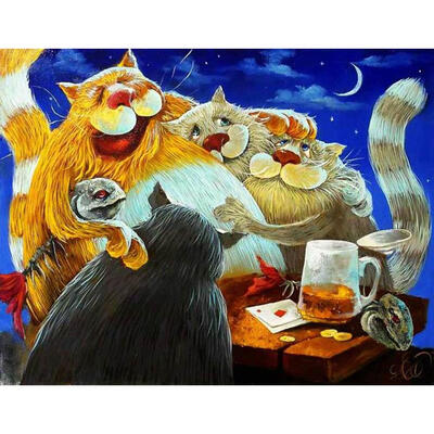 

5D DIY Diamond Painting Cartoon Cat Family Cross Stitch Embroidery Mosaic