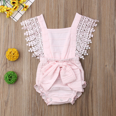 

Newborn Kids Baby Girls Clothes Bow Romper Bodysuit Sunsuit Outfit With Bow
