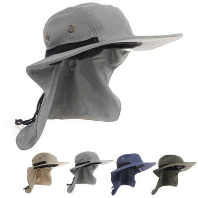 

Outdoor Fishing Hiking Boonie Hunting Snap Hat Brim Ear Neck Cover Sun Flap Cap