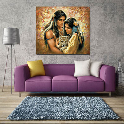 

Modern Frameless Canvas Print of American Indian for Home Decoration