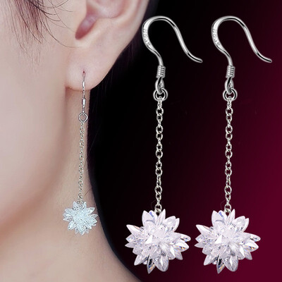 

Fashion Ice Flower Long Dangle Drop Earrings For Women Korea Trendy Accessories Female Ladies Gift WHA145